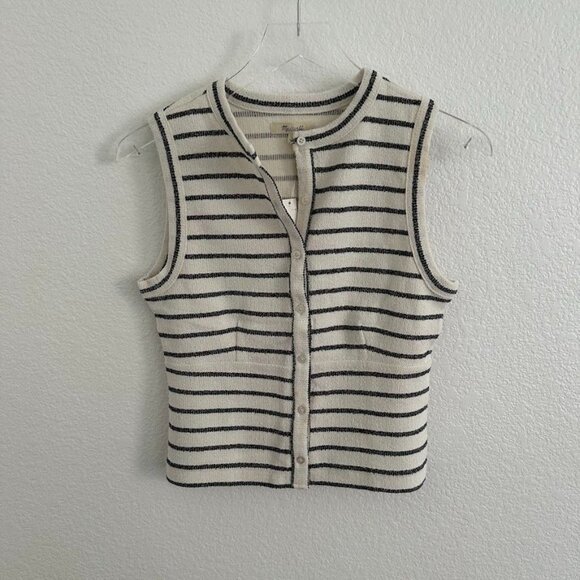 Madewell Split-Crewneck Cardigan Tank in Lighthouse Stripe - Picture 5 of 10